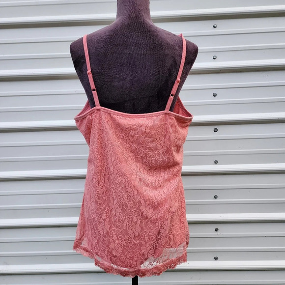 NWT Maurices Womens Cami Tank Top Coral Pink Lined Lace Stretch Boho Plus 1 1X - Picture 5 of 11